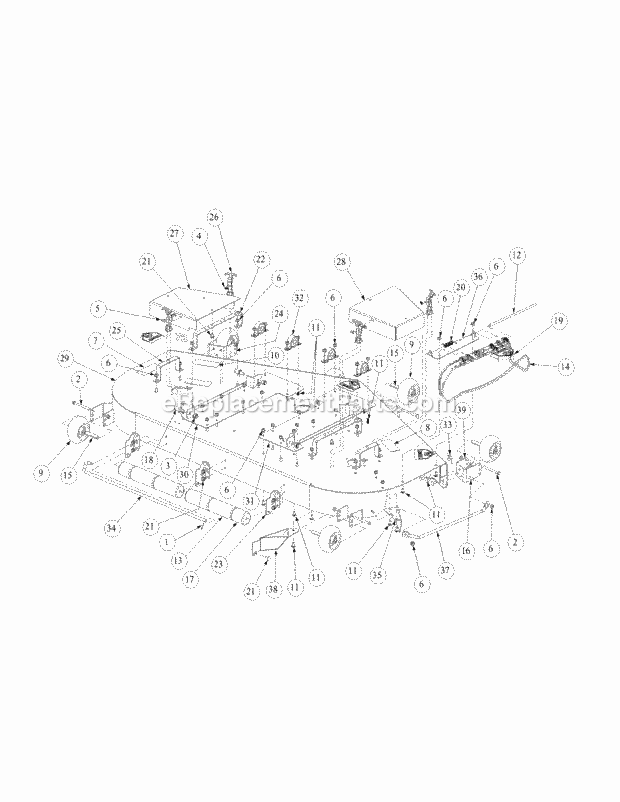 Fabricated Cutter Deck Diagram and Parts List for M72-GN 53AB5FEZ150-28-HP Cub Cadet Lawn Tractor